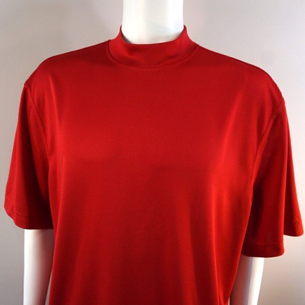 Monterey Club Sz XL Golf Shirt Red Color Dry Swing Mock Neck Moister Wicking